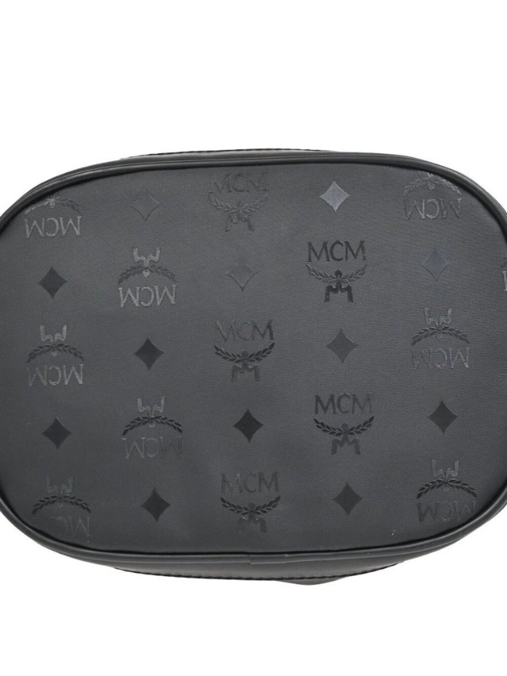 MCM Logo Visetos Pattern Drawstring Shoulder Bag PVC Leather Black GHW 64EG415 - Picture 6 of 13